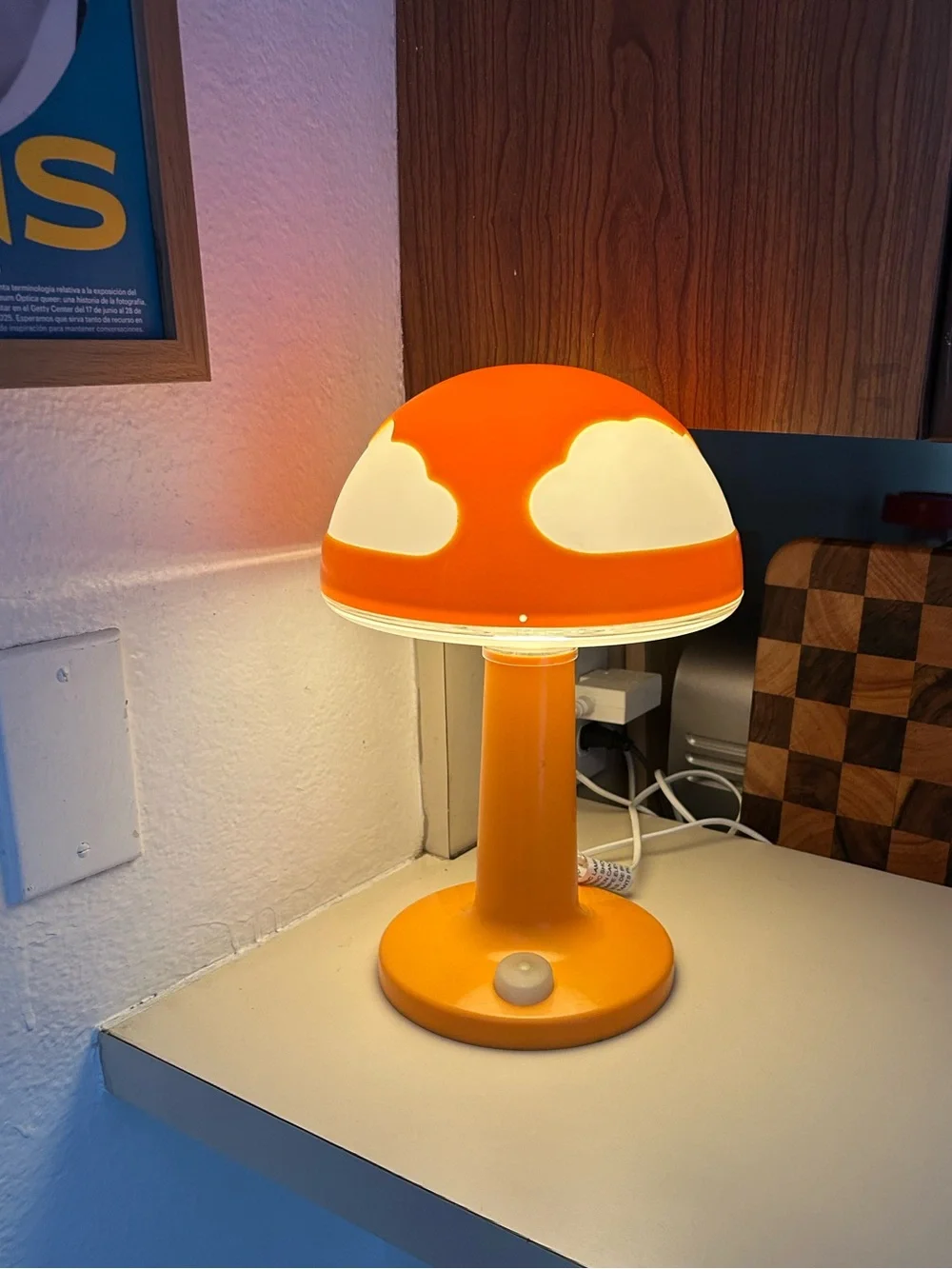 IKEA Orange and White Mushroom Cloud Table Lamp